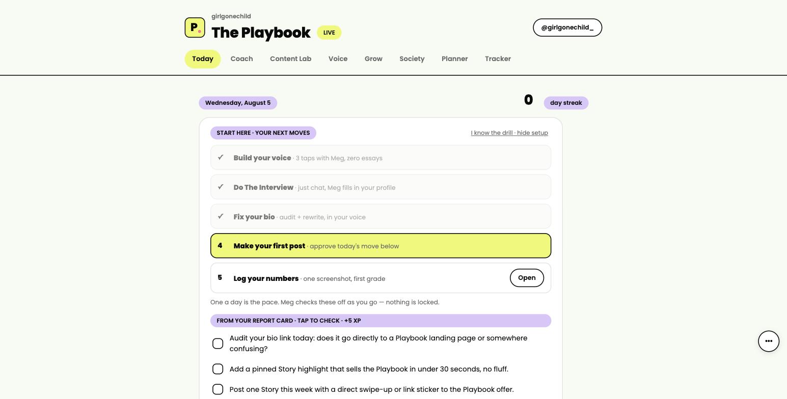 The Playbook — real interface